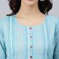 Indian Clothing Janasya Women's Blue Cotton Striped Casual Straight kurta - Swadesiicart