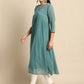Indian Clothing Janasya Women's Green Poly Chiffon Self Design Casual Flared kurta - Swadesiicart