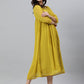 Janasya Women's Mustard Poly Chiffon Self Design Casual Frontslit kurta - Swadesiicart