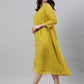 Janasya Women's Mustard Poly Chiffon Self Design Casual Frontslit kurta - Swadesiicart