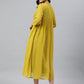 Janasya Mustard Poly Chiffon Self Design Frontslit Kurta | Swadesiicart