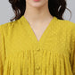 Janasya Women's Mustard Poly Chiffon Self Design Frontslit Western Dress | Swadesiicart