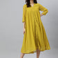 Janasya Mustard Poly Chiffon Self Design Frontslit Kurta | Swadesiicart