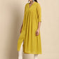 Janasya Mustard Poly Chiffon Self Design Frontslit Kurta | Swadesiicart