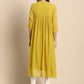 Janasya Mustard Poly Chiffon Self Design Frontslit Kurta | Swadesiicart