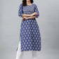 Indian Clothing Janasya Women's Blue Cotton Floral Printed Casual Straight kurta | Swadesiicart