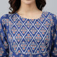 Indian Clothing Janasya Women's Blue Cotton Floral Printed Casual Straight kurta | Swadesiicart