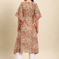 Janasya Women's Beige Cotton Floral Printed Casual Kaftan kurta | Swadesiicart