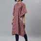 Janasya Women's Orange Cotton Floral Print Casual Kaftan Kurta - Swadesiicart