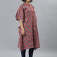 Janasya Women's Orange Cotton Floral Print Casual Kaftan Kurta - Swadesiicart