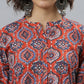 Janasya Women's Orange Cotton Floral Print Casual Kaftan Kurta - Swadesiicart