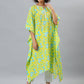 Janasya Women's Yellow Cotton Floral Print Casual Kaftan Kurta | Swadesiicart