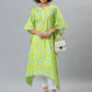 Janasya Women's Yellow Cotton Floral Print Casual Kaftan Kurta | Swadesiicart