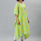 Janasya Women's Yellow Cotton Floral Print Casual Kaftan Kurta | Swadesiicart