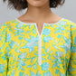 Janasya Women's Yellow Cotton Floral Print Casual Kaftan Kurta | Swadesiicart