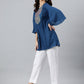 Janasya Women's Blue Rayon Slub Embroidered Regular Tunic | Swadesiicart