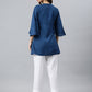 Janasya Women's Blue Rayon Slub Embroidered Regular Tunic | Swadesiicart