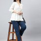 Janasya Women's White Rayon Solid Flared Top | Swadesiicart