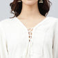 Janasya Women's White Rayon Solid Flared Top | Swadesiicart