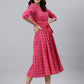 Janasya Women's Pink Cotton Woven Design Tiered Western Dress | Swadesiicart