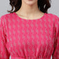 Janasya Women's Pink Cotton Woven Design Tiered Western Dress | Swadesiicart