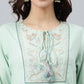 Janasya Women's Light Green Rayon Slub Embroidered A-Line Top | Swadesiicart