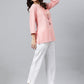 Janasya Women's Light Pink Rayon Slub Embroidered A-Line Top | Swadesiicart