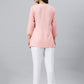 Janasya Women's Light Pink Rayon Slub Embroidered A-Line Top | Swadesiicart