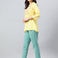 Janasya Women's Yellow Rayon Slub Embroidered A-Line Top | Swadesiicart