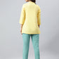 Janasya Women's Yellow Rayon Slub Embroidered A-Line Top | Swadesiicart