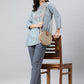 Janasya Women's Blue Rayon Slub Embroidered A-Line Top | Swadesiicart