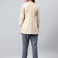 Janasya Women's Beige Rayon Slub Embroidered A-Line Top | Swadesiicart