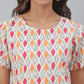 Janasya Women's Off White Cotton Printed A-line Western Dress | Swadesiicart