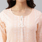 Janasya Women's Peach Cotton Ethnic Motifs Straight Tunic | Swadesiicart