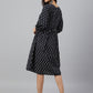 Janasya Women's Black Cotton Printed A-line Western Dress | Swadesiicart