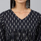Janasya Women's Black Cotton Printed A-line Western Dress | Swadesiicart