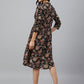 Janasya Women's Black Cotton Floral Printed Flared Western Dress | Swadesiicart