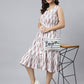 Janasya Women's White Cotton Ethnic Motifs Flared Western Dress | Swadesiicart