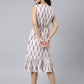 Janasya Women's White Cotton Ethnic Motifs Flared Western Dress | Swadesiicart