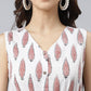 Janasya Women's White Cotton Ethnic Motifs Flared Western Dress | Swadesiicart