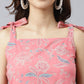 Janasya Women's Pink Cotton Floral Printed Flared Western Dress | Swadesiicart