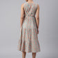 Janasya Women's Mint Green Cotton Floral Printed Tiered Western Dress | Swadesiicart