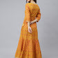 Janasya Women's Mustard Cotton Floral Print Flared Kurta | Swadesiicart