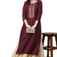 Janasya Wine Poly Silk Solid Straight kurta - Swadesiicart