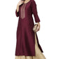 Janasya Wine Poly Silk Solid Straight kurta - Swadesiicart