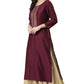 Janasya Wine Poly Silk Solid Straight kurta - Swadesiicart