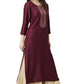 Janasya Wine Poly Silk Solid Straight kurta - Swadesiicart