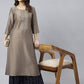 Janasya Women's Taupe Poly Silk Solid Casual Straight kurta | Swadesiicart