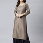 Janasya Women's Taupe Poly Silk Solid Casual Straight kurta | Swadesiicart