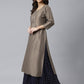 Janasya Women's Taupe Poly Silk Solid Casual Straight kurta | Swadesiicart